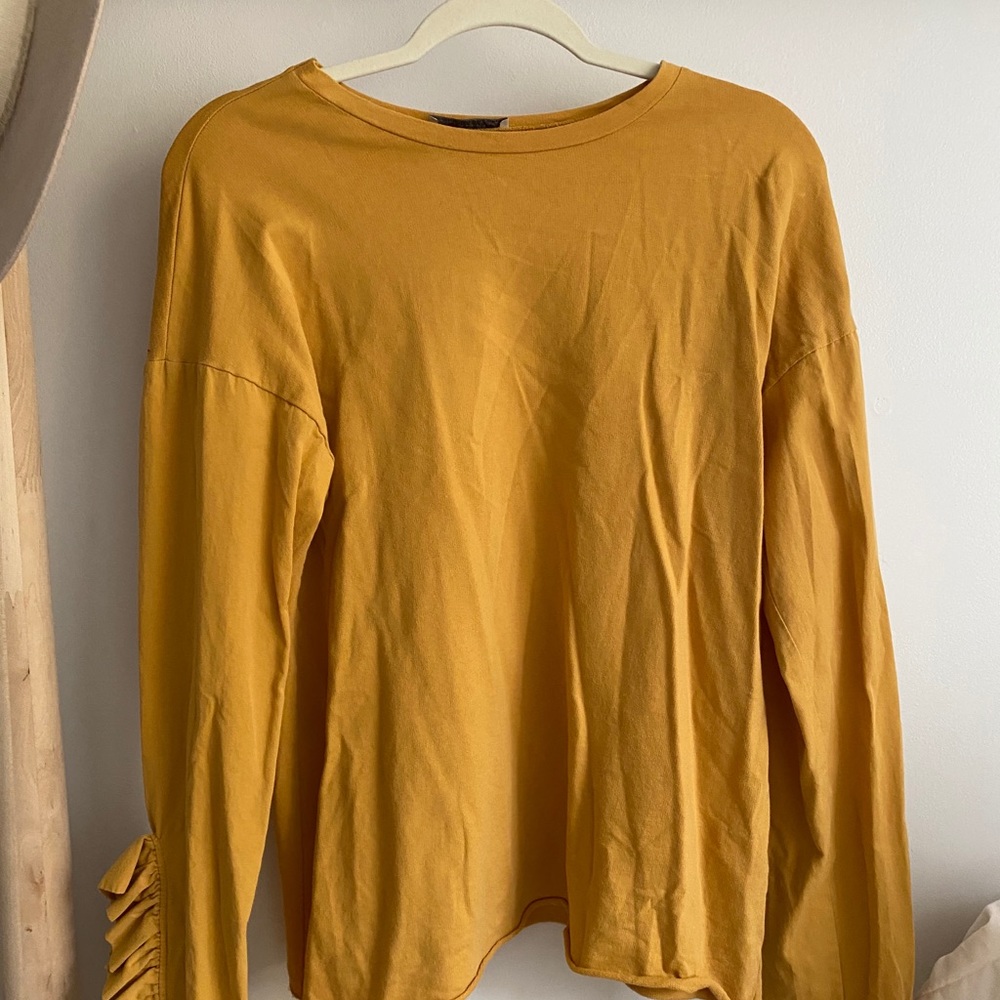 Yellow Shirt with Ruffle Sleeves